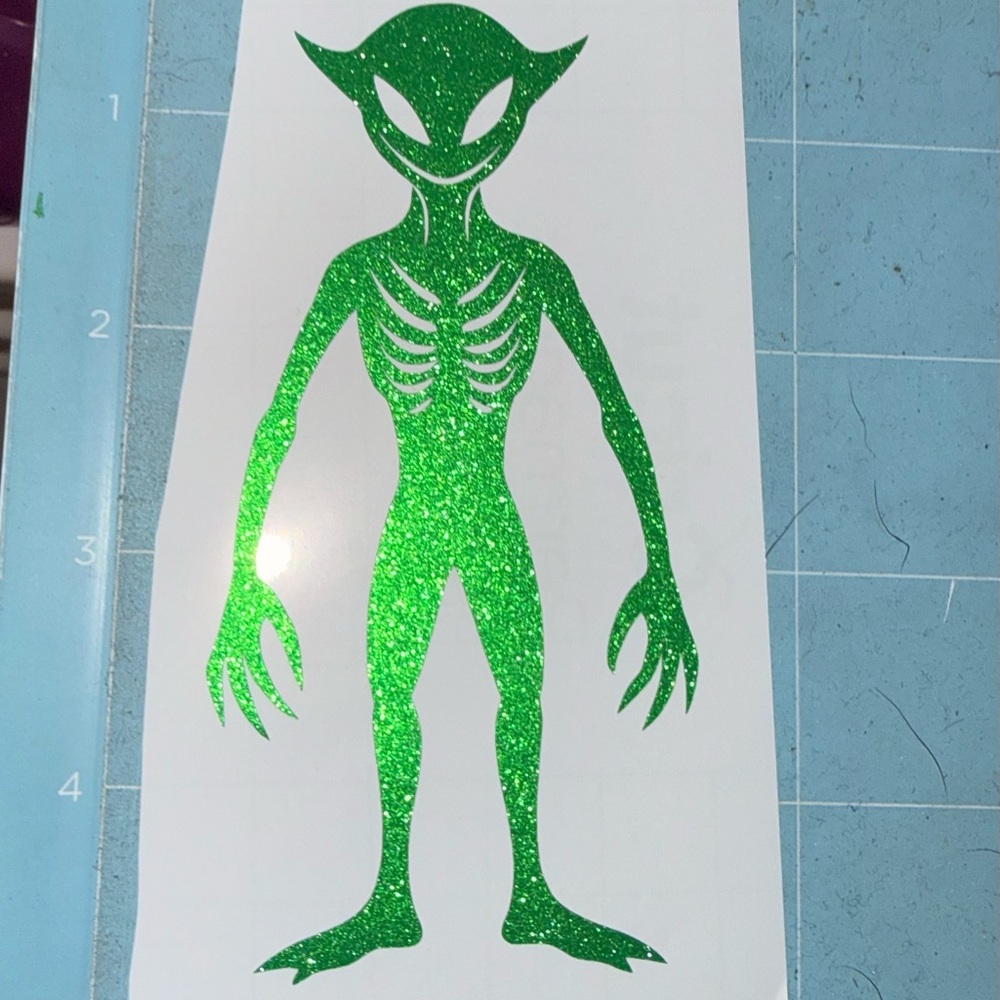 Green Glitter Alien Sticker